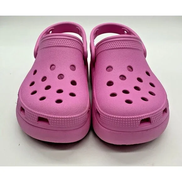Crocs Mega Crush Clogs Juniors 1 J1 Platform Pink Wedge Kids Youth Slip On - Picture 2 of 13